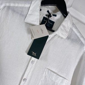 Rodd & Gunn Ellerslie S/S 100% Linen Sport Fit Button Shirt White Men's Size XXL